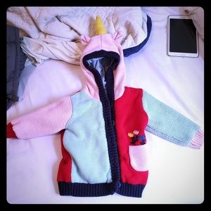 Darling Hanna EUC button cardigan w unicorn hood
